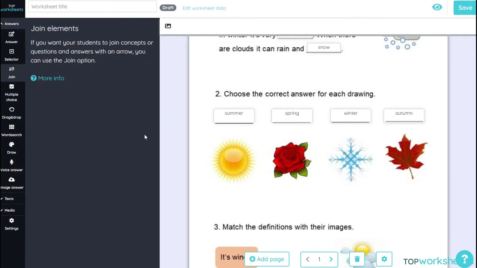 Using the Join tool to match definitions